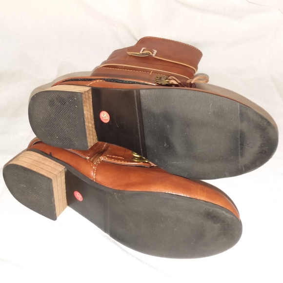 Brown Zip Up Lace Up Faux Leather Combat Moto Style Boots Women's Sz 37 US 6 EUC - Picture 9 of 14